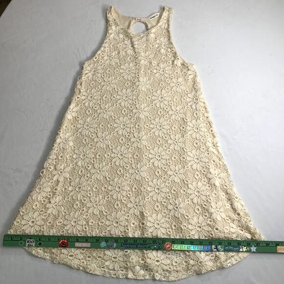 Ginger G Floral Knit Above Knee A-Line Lace Dress Lined Off White Cream Size S - Picture 11 of 16